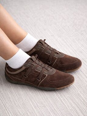 Vintage 90s L.A. Gear Brown Suede Sneakers Z-Strap Low Profile Y2K Size 8.5 (8)